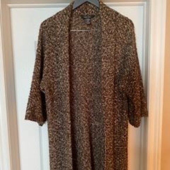 Long Tall Sally Brown & Ecru 3/4 Sleeve Cardigan – Size L - Picture 1 of 2